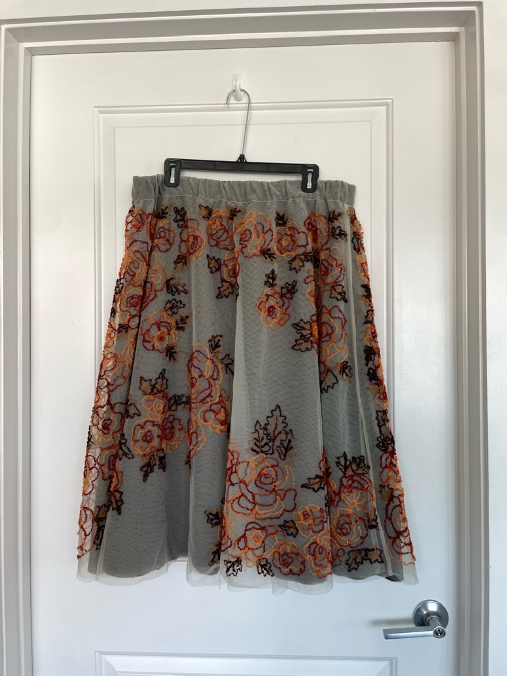 Anthropologie Embroidered Tulle Midi Skirt Rosie Boho Large Statement Serious - Picture 3 of 10